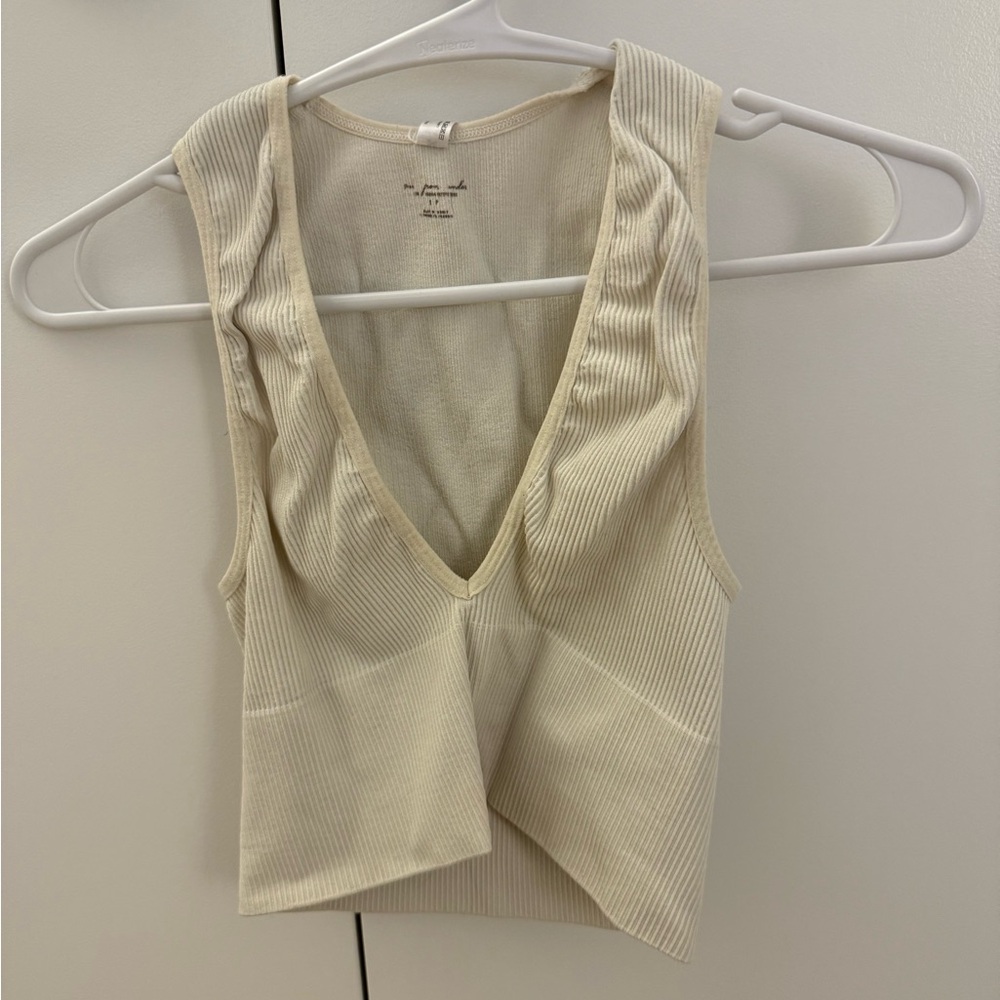 Urban Outfitters white Ribbed Tank Top v neck
